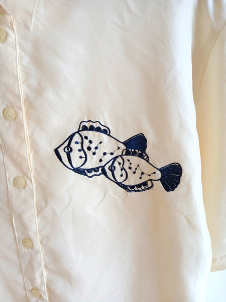 Camisa Vintage Pececitos 100% Seda