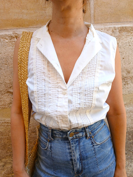 Camisa Vintage Crema Bordados