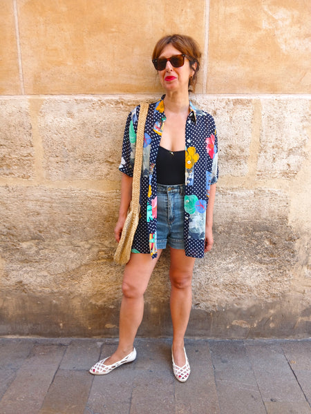 Camisa Vintage Lunares y Flores