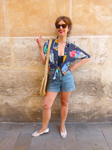 Camisa Vintage Lunares y Flores