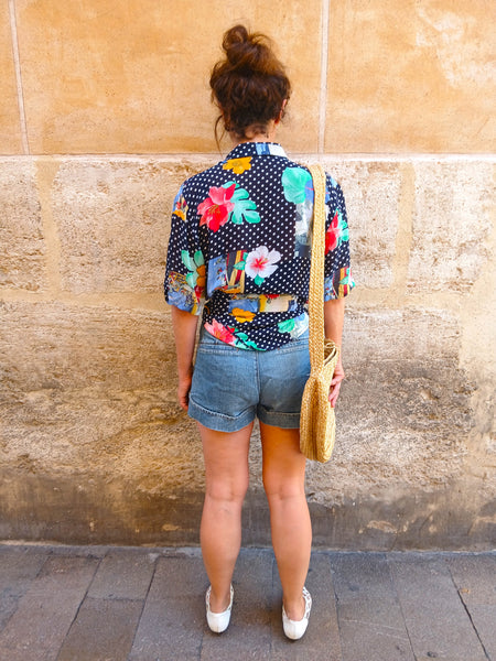 Camisa Vintage Lunares y Flores