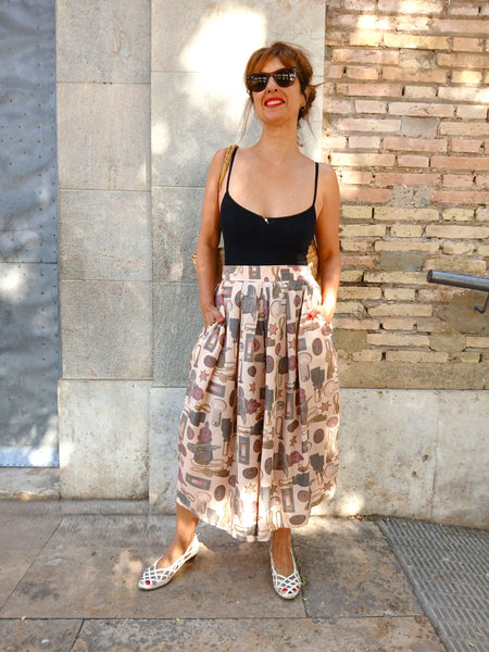 Falda Pantalón Vintage Estampada