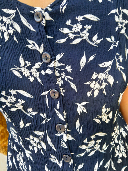 Mono Vintage Azul Marino Flores