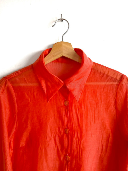 Camisa Vintage Roja Semi Transparente