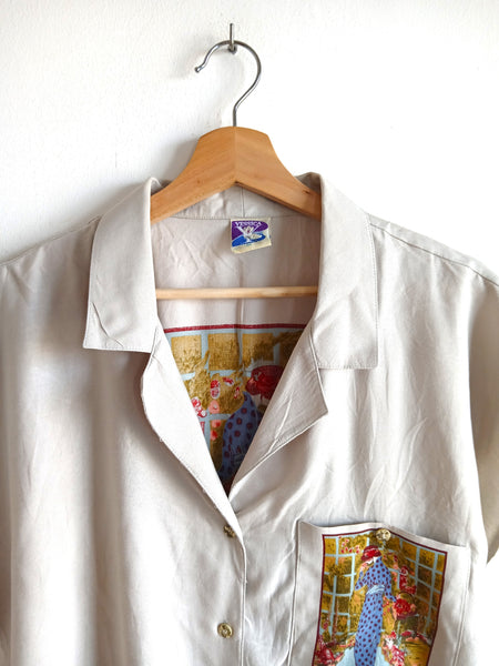 Camisa Vintage Mujer con Flores