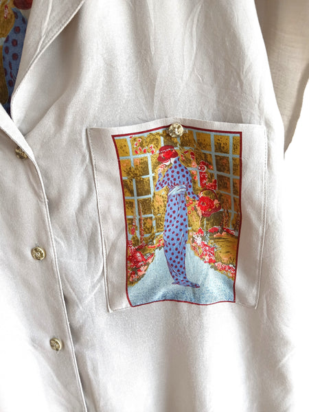 Camisa Vintage Mujer con Flores