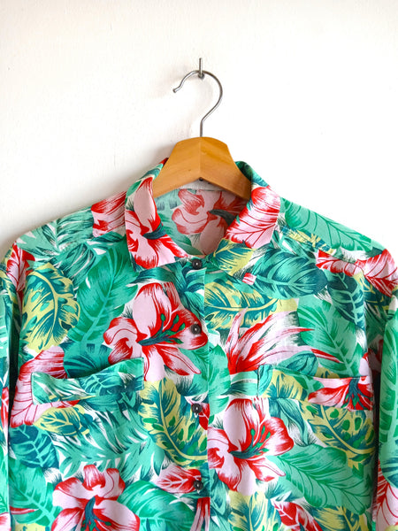 Camisa Vintage Flores Tropicales