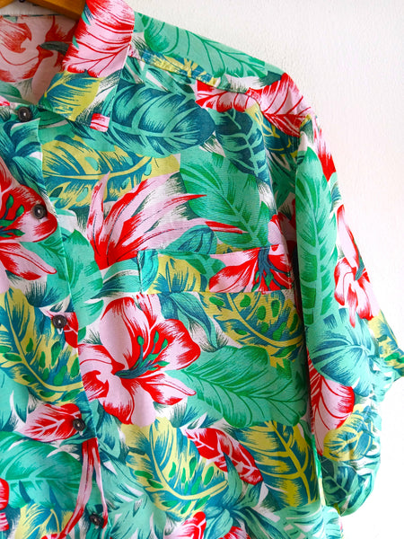 Camisa Vintage Flores Tropicales