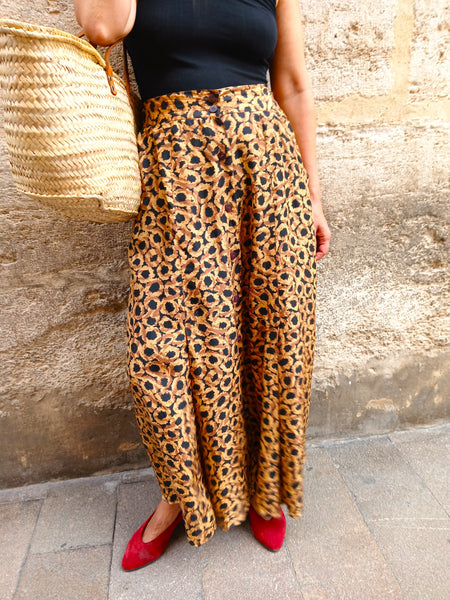 Falda Vintage Animal Print 100% Seda