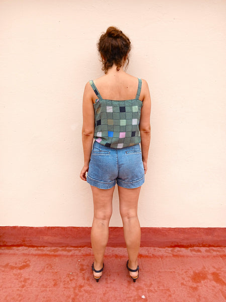 Camisa Vintage Seda, Tirantes y Cuadros