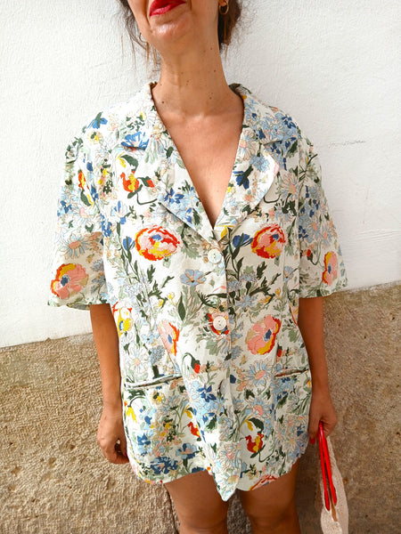 Blazer Vintage Hecha a Mano Flores