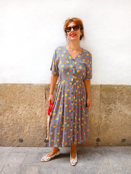 Vestido Vintage Flores y Frutas