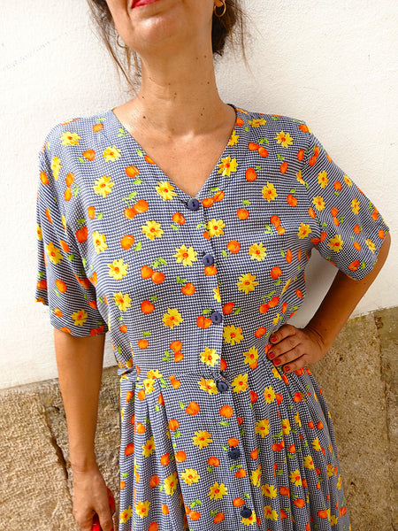 Vestido Vintage Flores y Frutas
