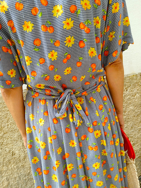 Vestido Vintage Flores y Frutas