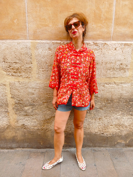 Camisa Vintage Seda Oriental