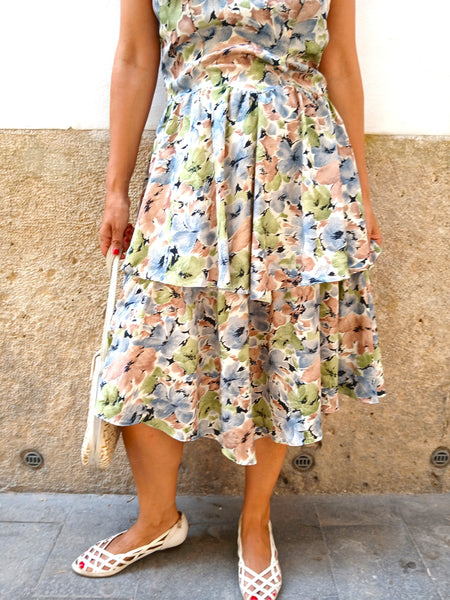 Vestido Vintage Hecho a Mano Flores S