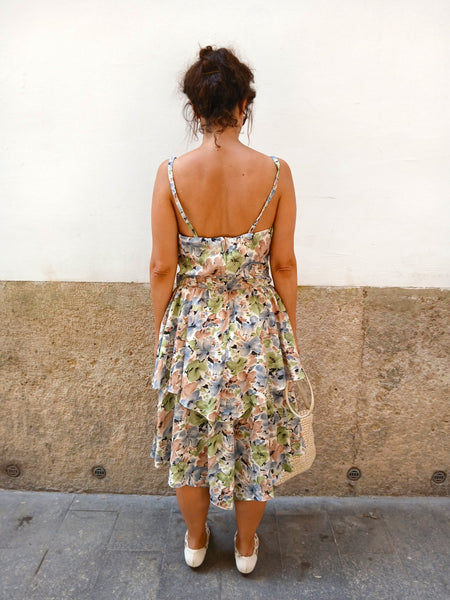 Vestido Vintage Hecho a Mano Flores S