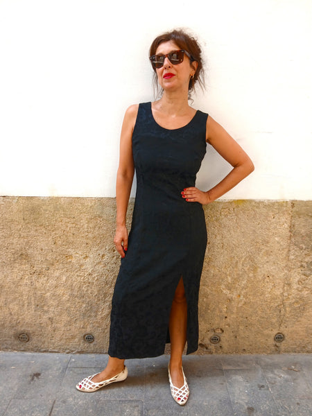 Vestido Vintage Jacquard Flores S