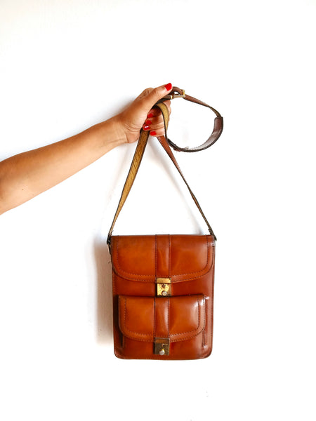 Bolso Vintage Marrón Compartimentos