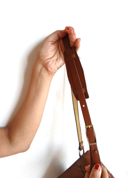 Bolso Vintage Marrón Compartimentos