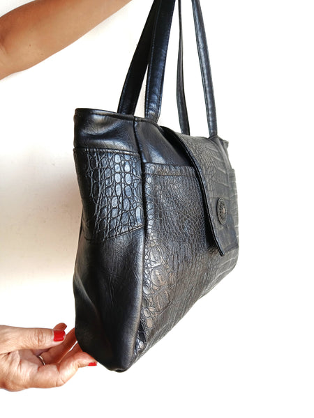 Bolso Vintage Negro Doble Asa