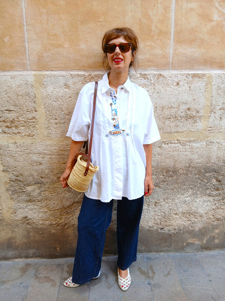 Camisa Vintage Bordados Jardín