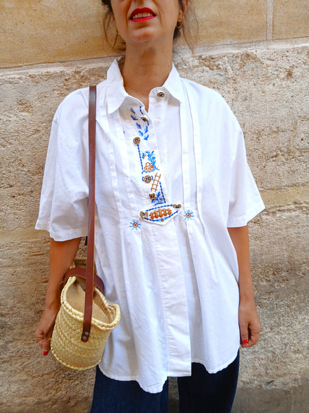 Camisa Vintage Bordados Jardín