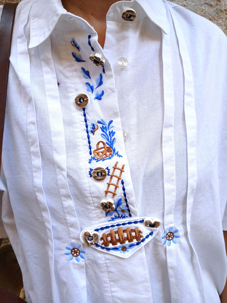Camisa Vintage Bordados Jardín