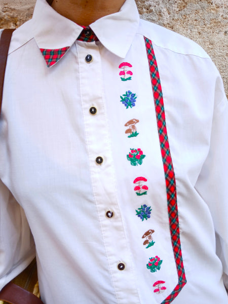Camisa Vintage Bordados Setas y Flores