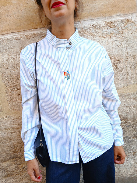 Camisa Vintage Rayas Pavo Real