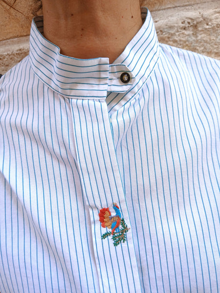 Camisa Vintage Rayas Pavo Real