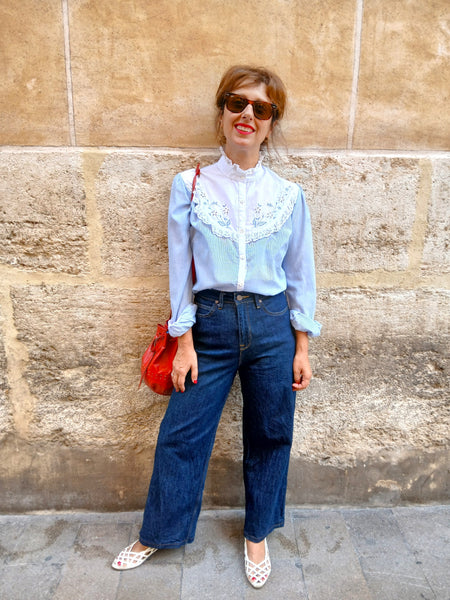 Camisa Vintage Rayas y Bordados