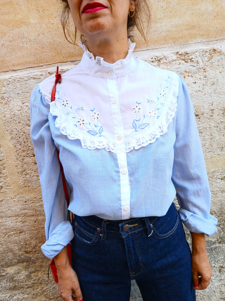 Camisa Vintage Rayas y Bordados
