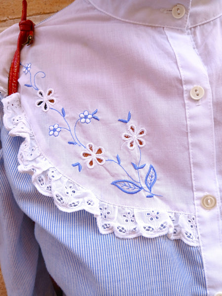 Camisa Vintage Rayas y Bordados