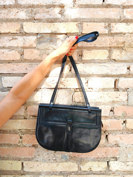 Bolso Vintage Negro Pequeño Doble Asa