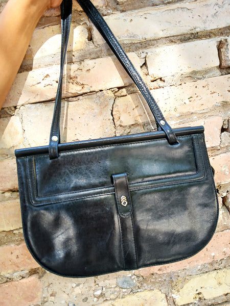 Bolso Vintage Negro Pequeño Doble Asa