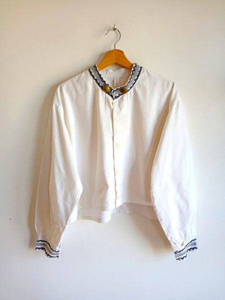 Camisa Vintage Crop Blanca