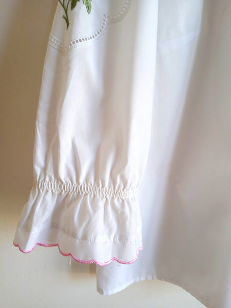Camisa Vintage Flores Bordadas