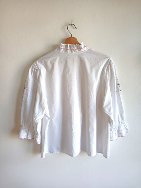 Camisa Vintage Flores Bordadas
