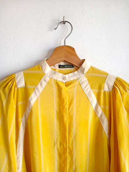 Camisa Vintage Amarilla 100% Seda