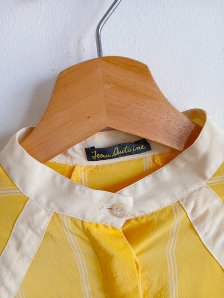Camisa Vintage Amarilla 100% Seda