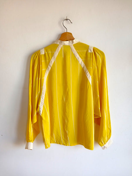Camisa Vintage Amarilla 100% Seda