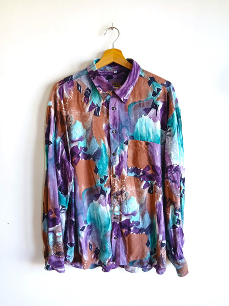Camisa Vintage Flores Abstractas