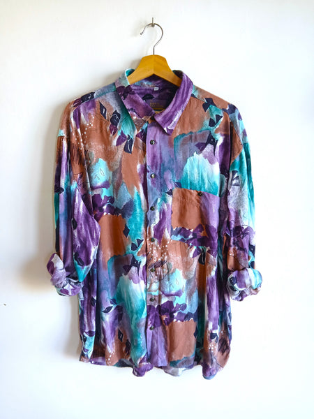 Camisa Vintage Flores Abstractas