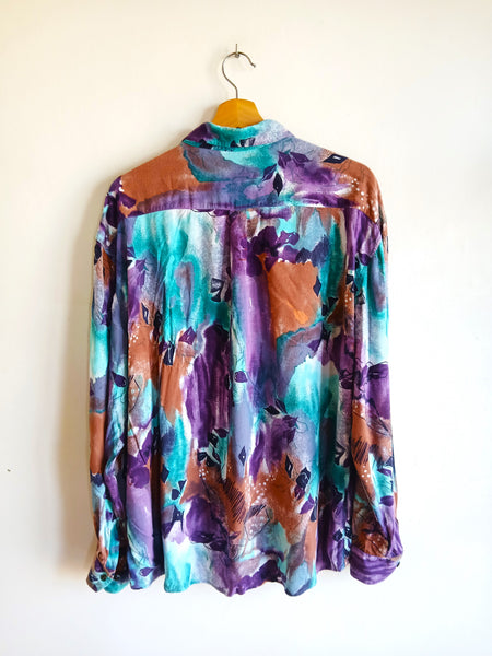 Camisa Vintage Flores Abstractas