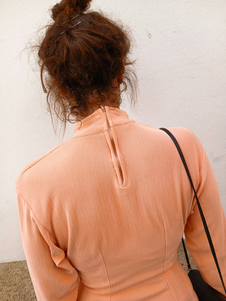 Vestido Vintage Rosa Acanalado Fino - Talla XS/S