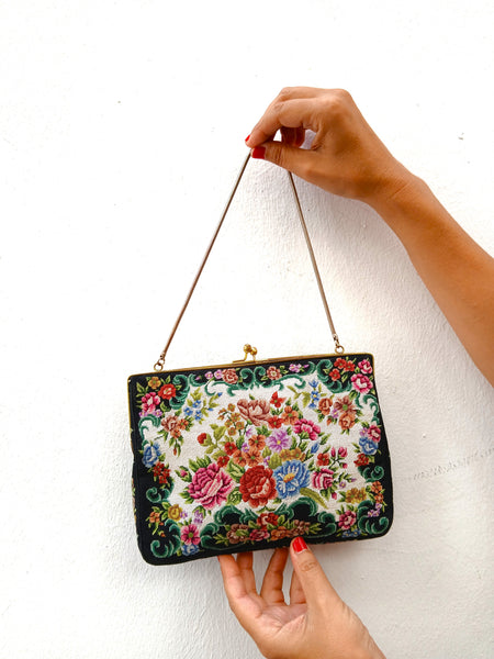 Bolso Vintage con Flores Bordadas