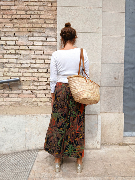Falda Pantalón Vintage Estampado Tropical - Talla M/L