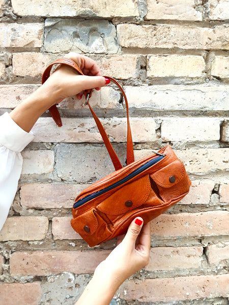 Bolso Vintage Estilo Riñonera de Piel Marrón
