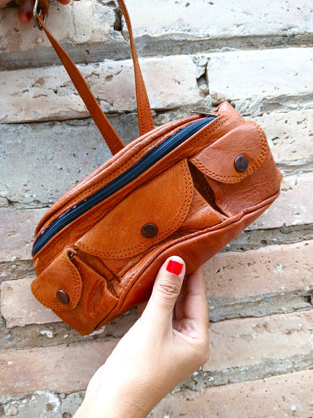 Bolso Vintage Estilo Riñonera de Piel Marrón